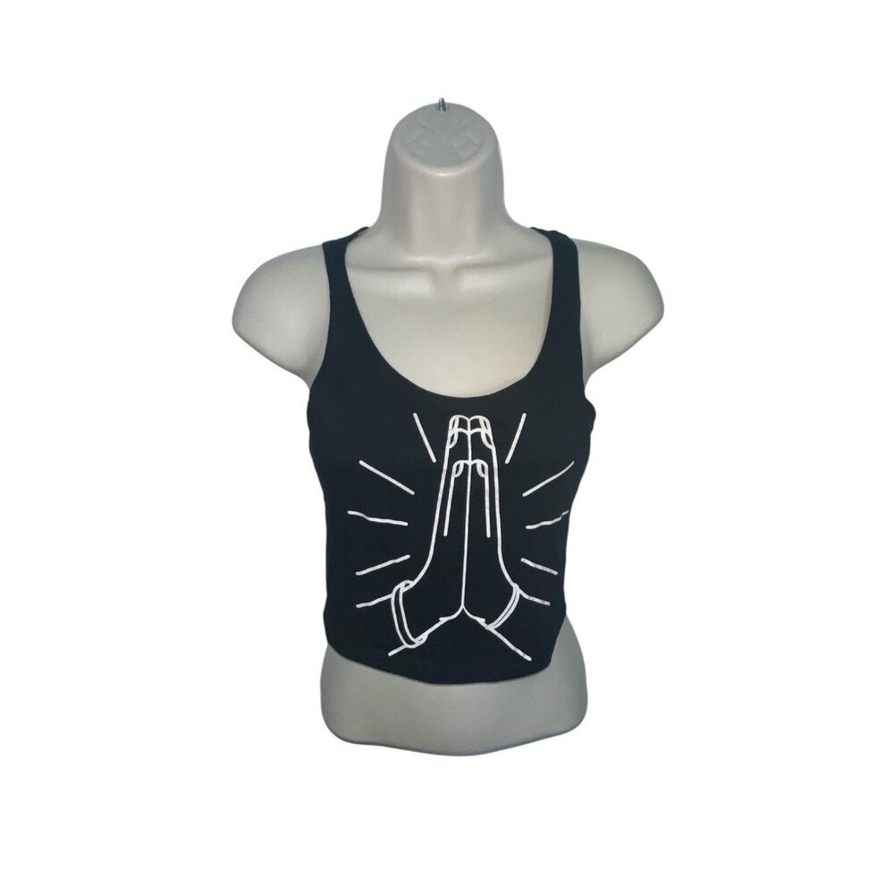 Y7 Studio Women's Size Small Cropped Praying Hands Tank Top